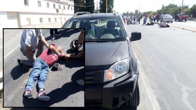Motociclista chocó una camioneta al ingresar a la ruta 151: hay dos heridos