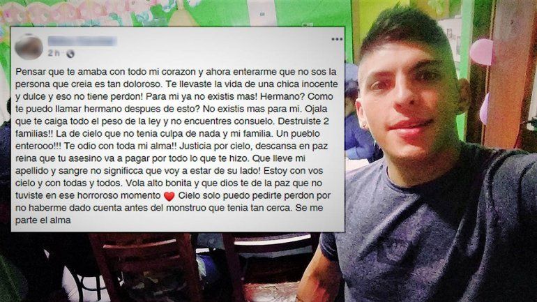 El conmovedor mensaje de la hermana del presunto asesino de Cielo