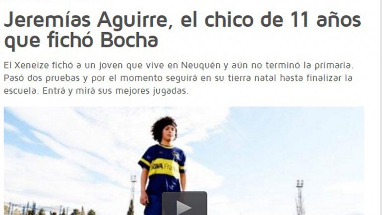 Jeremías sorprendió a todos los portales de noticias con su habilidad y se hicieron eco de la noticia.