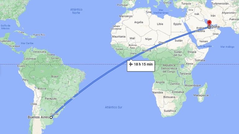 El viaje desde Buenos Aires hasta la capital de Qatar demanda más de 18 horas.