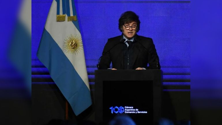 Javier Milei realizó su exposición en el Council de las Américas. (Foto NA)