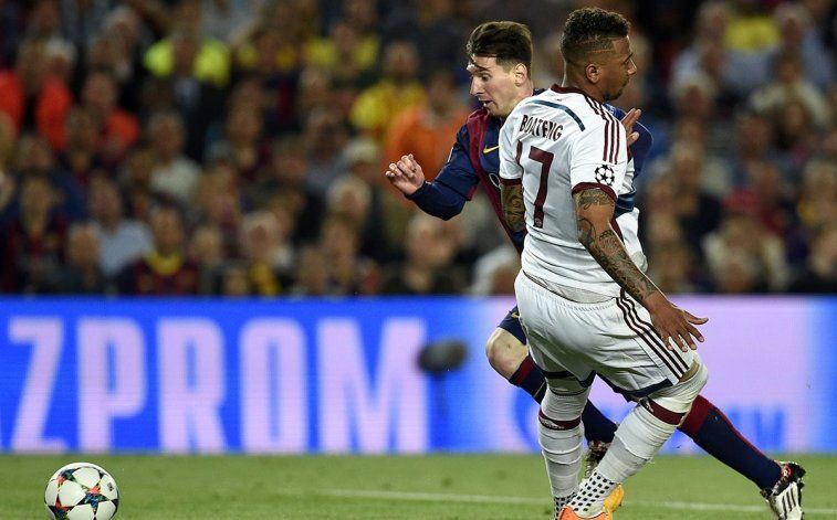 Messi en uno de los juegos ante el Bayern.