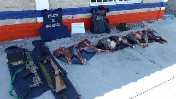 Los cazadores llevaban choiques, piches y guanacos muertos. Los cazadores llevaban choiques, piches y guanacos muertos.