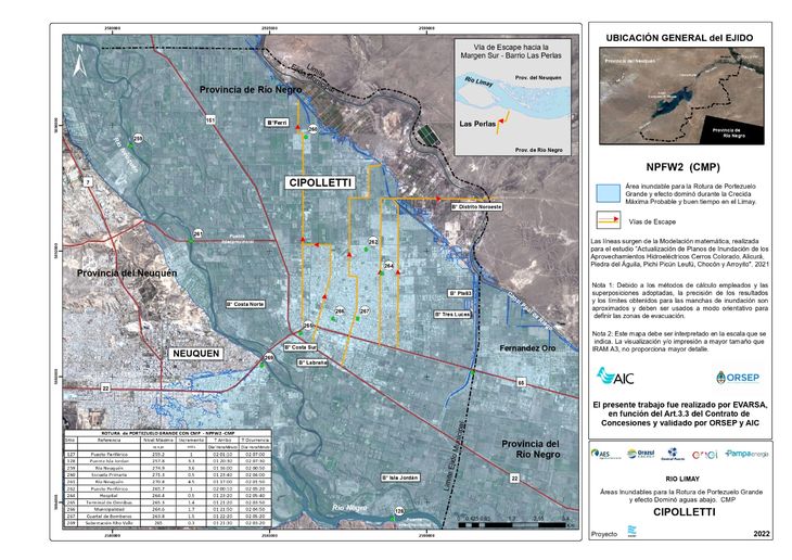Mapa que muestra como puede ser la inundación tras la rotura de Portezuelo Grande. Mapa que muestra como puede ser la inundación tras la rotura de Portezuelo Grande.