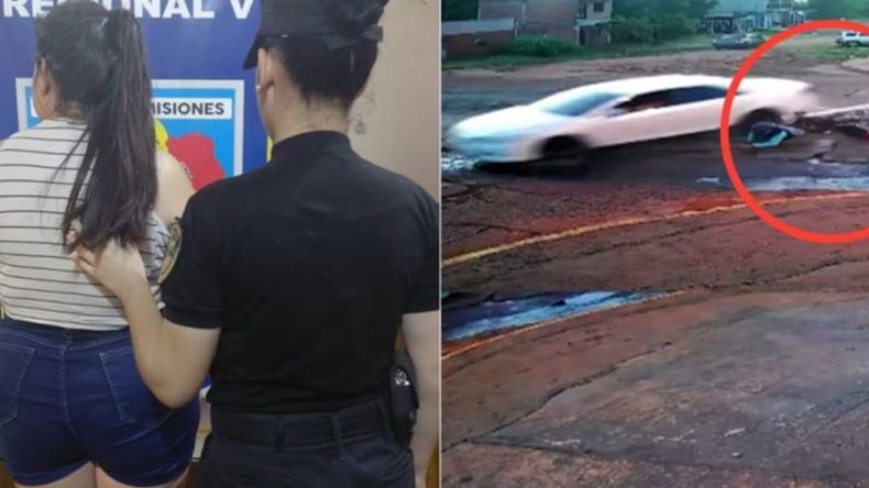 Las cámaras registraron el momento en que la pareja quedó frente al impacto y el auto continuó sin detenerse. | LM Neuquen Las cámaras registraron el momento en que la pareja quedó frente al impacto y el auto continuó sin detenerse.