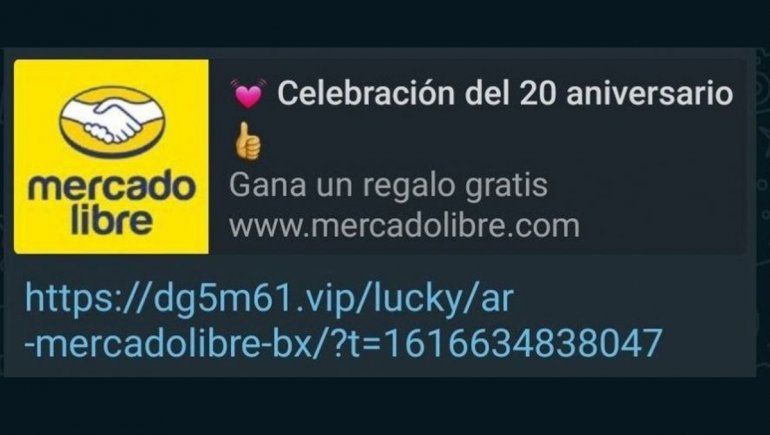Alerta por un falso regalo de Mercado Libre que roba datos | LM Neuquen Alerta por un falso regalo de Mercado Libre que roba datos