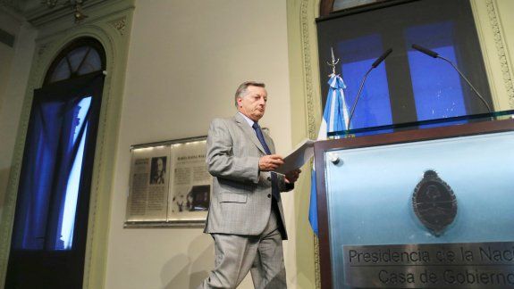 El ministro de Energía, Juan José Aranguren, tras hacer los anuncios en la Casa Rosada.