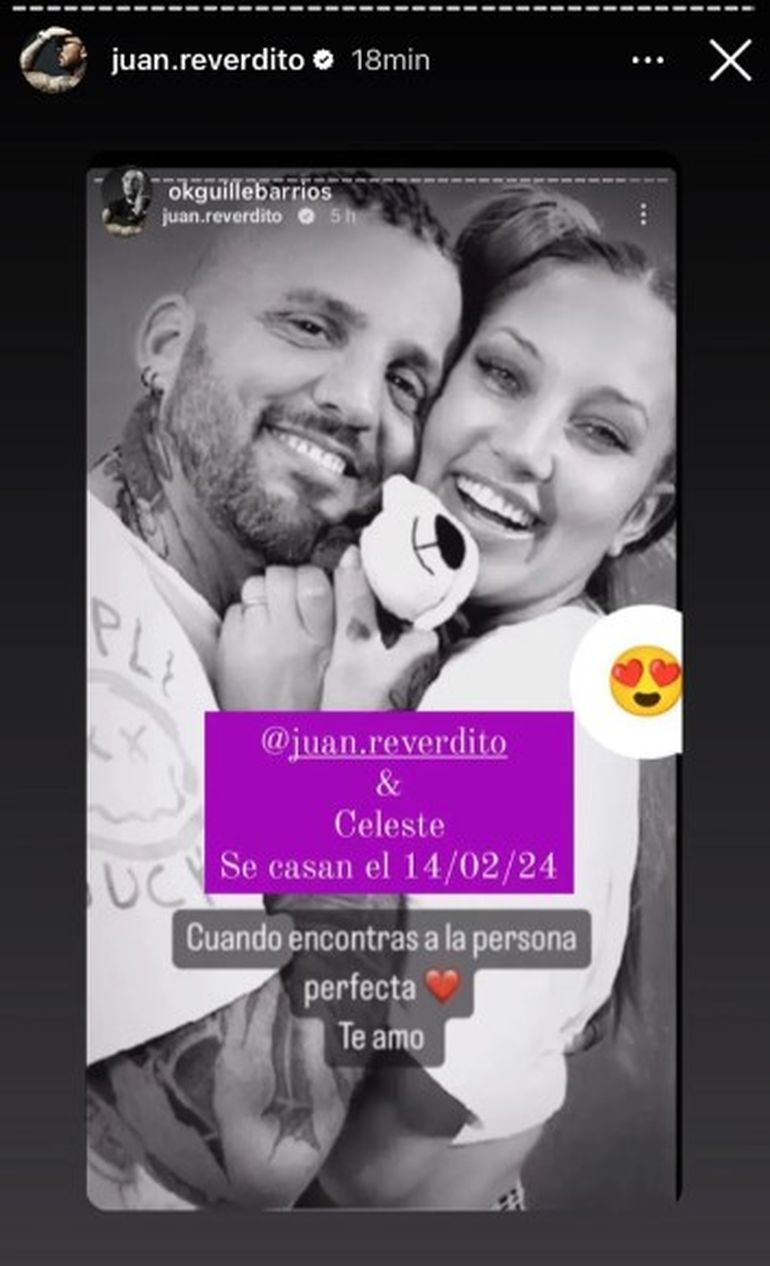 El ex Gran Hermano Juan Reverdito se casa el 14 de febrero, día de los enamorados. El ex Gran Hermano Juan Reverdito se casa el 14 de febrero, día de los enamorados.