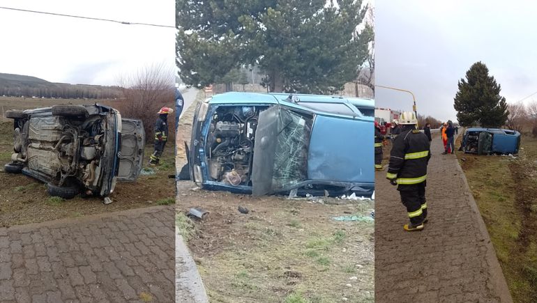 Se le salió una rueda y volcó en el ingreso a Junín de los Andes