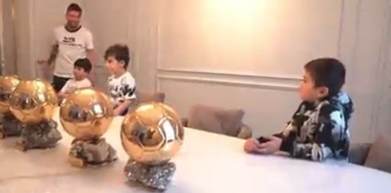 La simpática confusión de Thiago Messi por los siete Balones de Oro