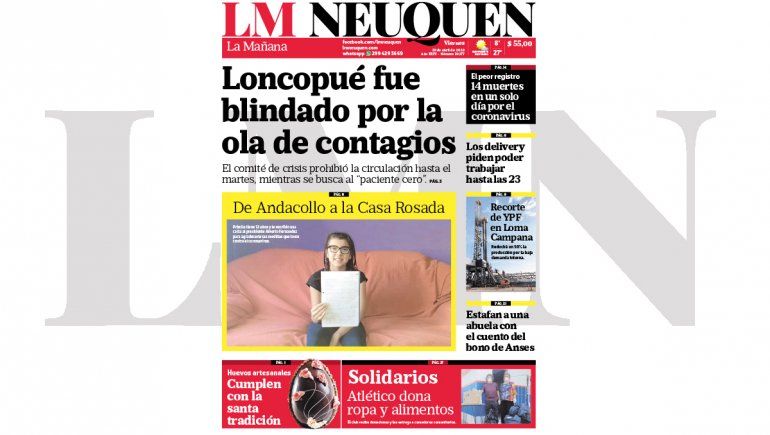 La edición impresa de LM Neuquén de hoy