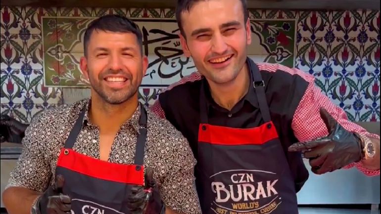 Así cocinó Sergio Kun Agüero con un famoso chef turco en Qatar