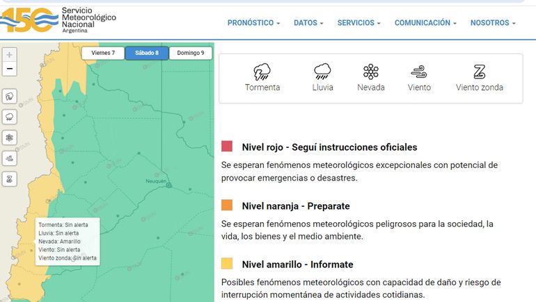 El pronóstico del SMN advirtió de una alerta amarilla por nevadas en zona cordillerana. El pronóstico del SMN advirtió de una alerta amarilla por nevadas en zona cordillerana.