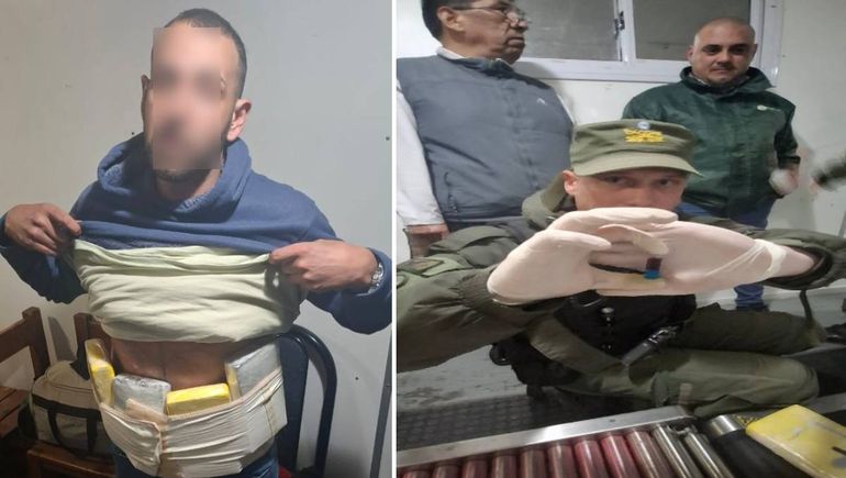 Llevaba los cuatro ladrillos de cocaína adosados en el abdomen.