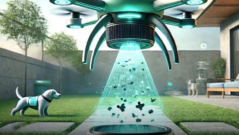 Inventan drone con IA que localiza y levanta caca de perro