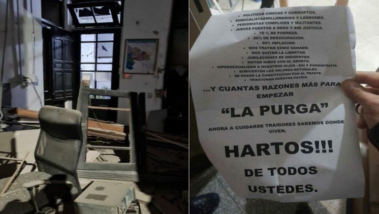 Bahia Blanca: atentado contra una sede del Frente de Todos
