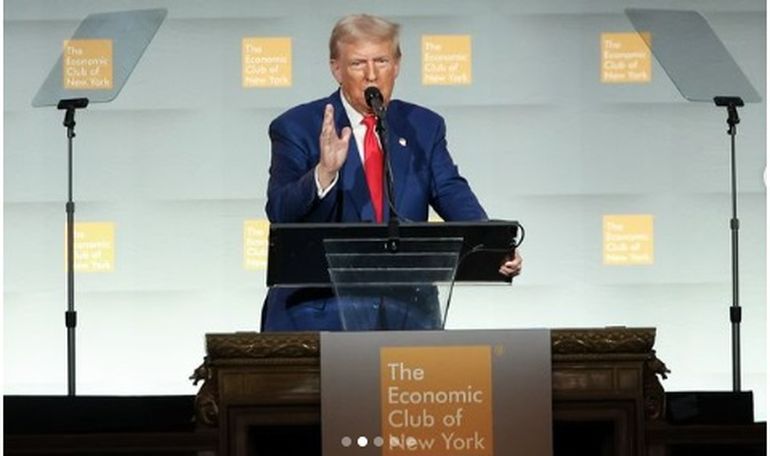 Donald Trump en el Foro Económico de Nueva York. Donald Trump en el Foro Económico de Nueva York.