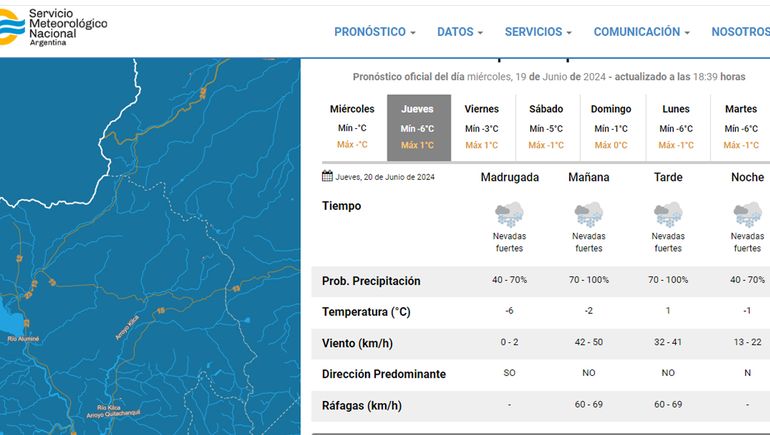 El SMN emitió una alerta naranja para la franja cordillerana y pronosticó nevadas fuertes en la zona de Pino Hachado. El SMN emitió una alerta naranja para la franja cordillerana y pronosticó nevadas fuertes en la zona de Pino Hachado.