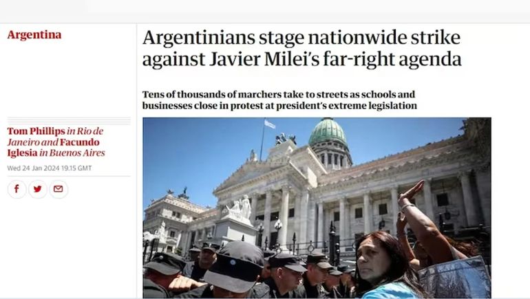 Los medios internacionales hablaron del paro contra Javier Milei. Los medios internacionales hablaron del paro contra Javier Milei.