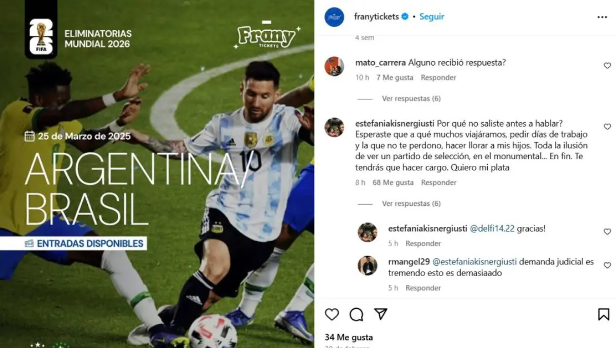 Una influencer de Bahía Blanca fue denunciada por estafar con entradas para el partido Argentina-Brasil