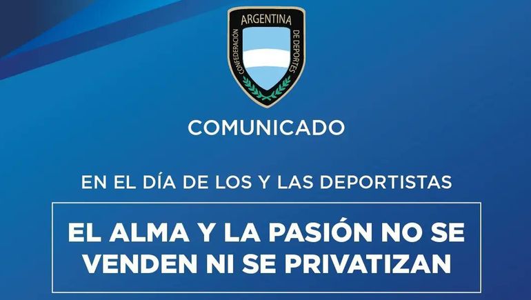 La Confederación Argentina de Deportes publicó su comunicado.