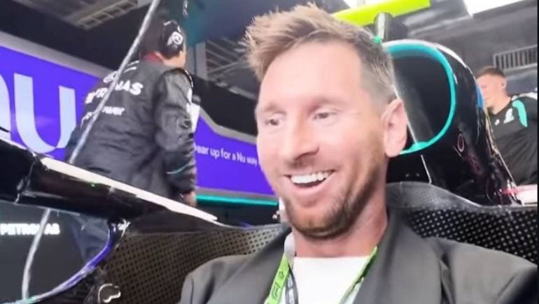 Las fotos de Messi en el auto de Fórmula 1 en su visita al GP de Miami