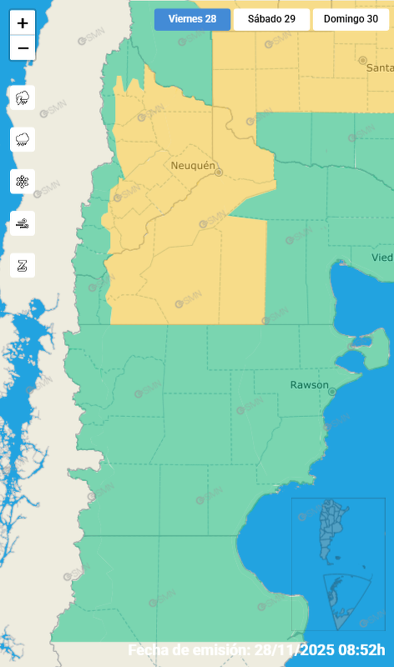 Las zonas afectadas por tormentas el viernes.