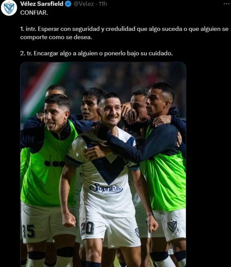 El primer posteo de festejo Vélez en redes sociales El primer posteo de festejo Vélez en redes sociales