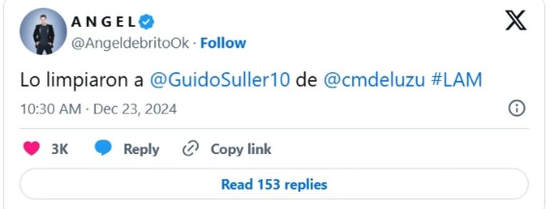 El posteo de Ángel de Brito sobre Luzu TV El posteo de Ángel de Brito sobre Luzu TV