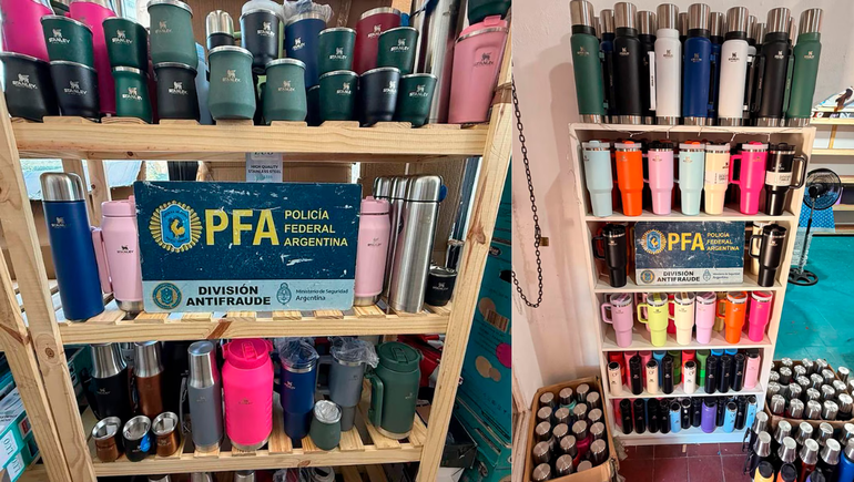 Secuestraron más de 400 vasos y termos Stanley truchos: cómo saber cuando son originales