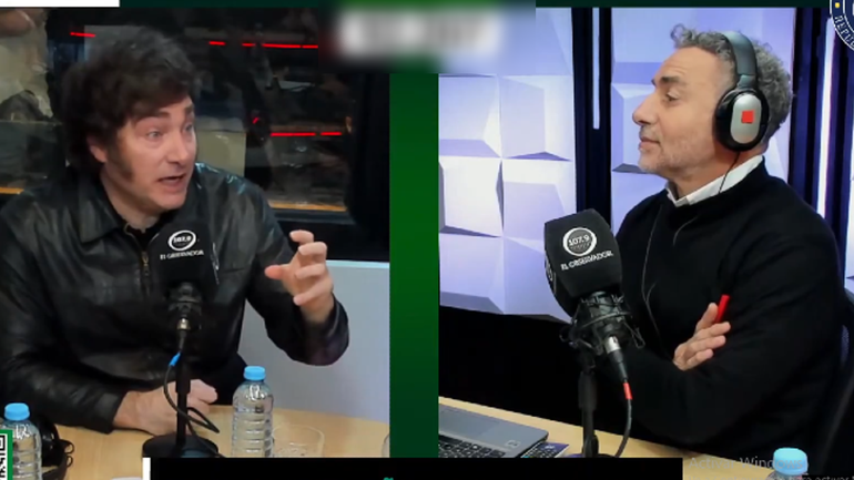 Javier Milei junto a Luis Majul en El Observador. Javier Milei junto a Luis Majul en El Observador.