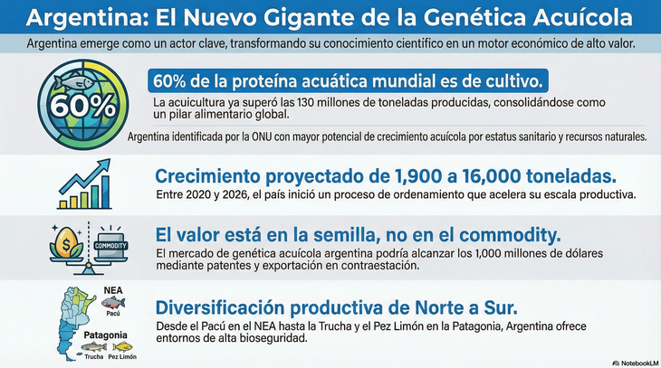 Genética acuícola: el negocio millonario que puede redefinir la producción de proteínas en la Argentina
