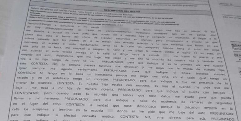 Acta de la denuncia por violencia de género en Comodoro Rivadavia. Acta de la denuncia por violencia de género en Comodoro Rivadavia.