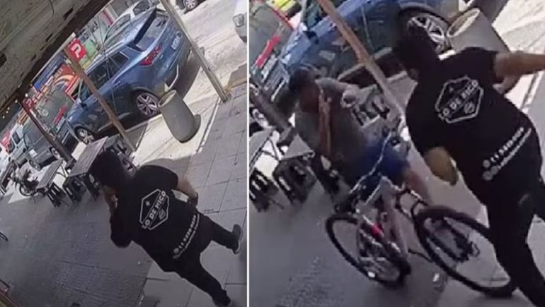 El ladrón escapaba en la bicicleta robada cuando fue interceptado frente a una hamburguesería de Lanús.