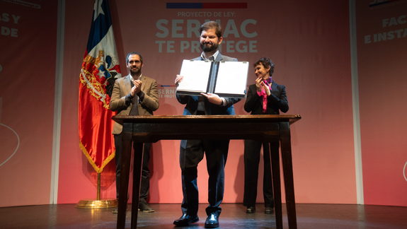 Gabriel Boric, esta semana en un acto oficial.