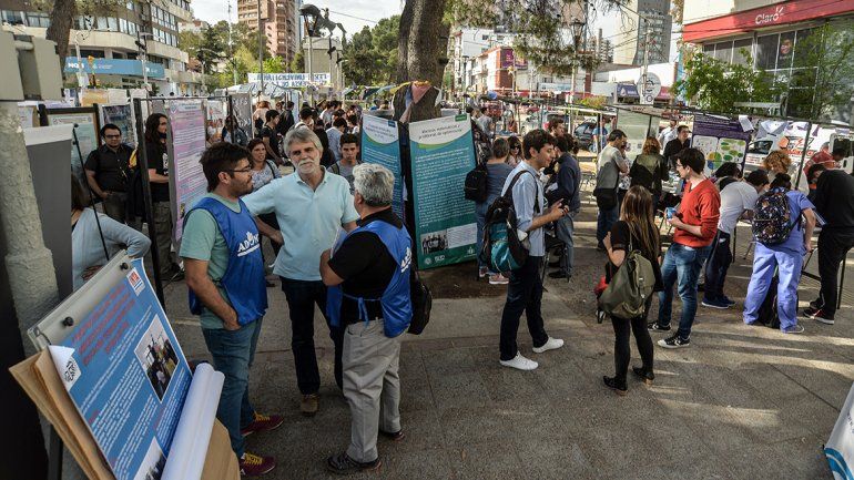 La UNCo se mudó al Monumento y reclamó con una feria particular