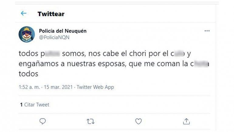 En la madrugada de este lunes hackearon la cuenta oficial de la Policía de Neuquén en Twitter.