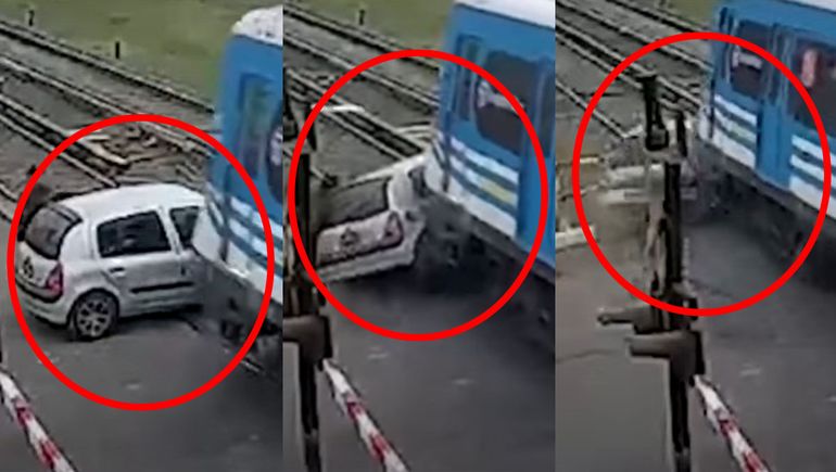 Impactante: un tren chocó a un auto y cinco personas resultaron heridas