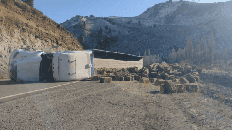 El camión quedó atravesado sobre la Ruta Provincial 237. | LM Neuquen El camión quedó atravesado sobre la Ruta Provincial 237.