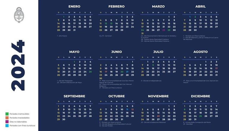 El calendario oficial de feriados indica el fin de semana extra largo. El calendario oficial de feriados indica el fin de semana extra largo.