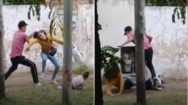 Brutal: un hombre golpeó a su pareja, que caminaba de la mano con su hijita por la calle
