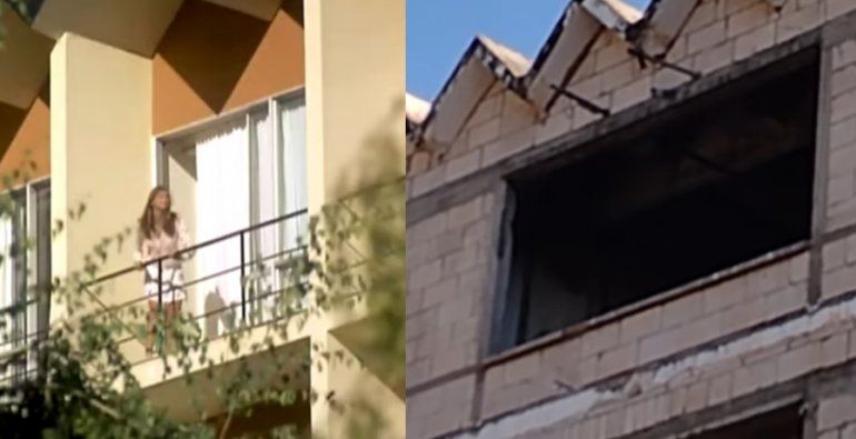 La actriz Marcela Kloosterboer en una escena de Dibu, filmado en lo que fue el Hotel Sol de los Andes.