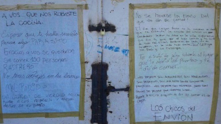 La carta a un ladrón que dejó a 150 chicos sin comer