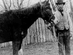 El legendario caballo Malacara y John Evans, colono galés de Trevelin, en Chubut. El legendario caballo Malacara y John Evans, colono galés de Trevelin, en Chubut.
