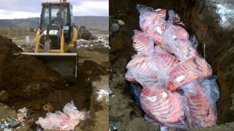 Enterraron en el basurero los 500 kilos de carne ilegal