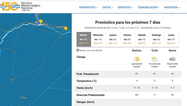 El pronóstico del tiempo en Neuquén. El pronóstico del tiempo en Neuquén.