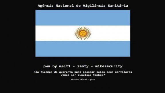 Hackearon la web de Anvisa y pusieron una bandera Argentina