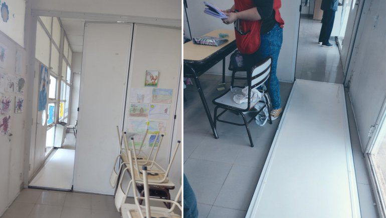 Se cayó un panel a centímetros de estudiantes de segundo grado