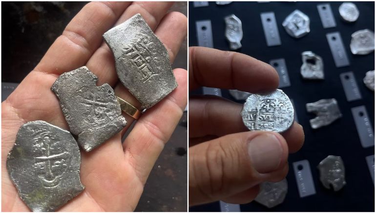Las monedas encontradas fueron acuñadas en las colonias españolas de México, Perú y Bolivia. Las monedas encontradas fueron acuñadas en las colonias españolas de México, Perú y Bolivia.