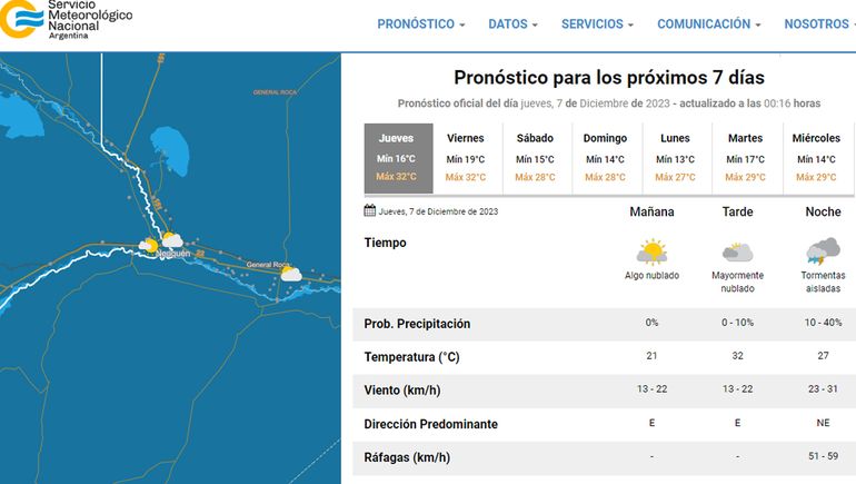 El pronóstico anticipa tormentas para este jueves en Neuquén.
